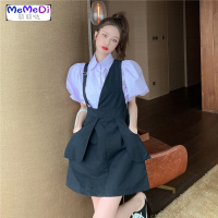 2020夏季新款韩版设计感不规则减龄百搭背带裙女学生黑色连裙