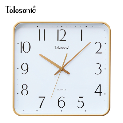 TELESONIC/天王星方形居家挂钟现代简约大挂表时尚客厅餐厅装饰钟表