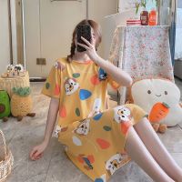 睡衣女夏季大码新款可爱韩版时尚卡通短袖睡裙女夏季学生可外穿家居服