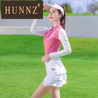 HUNNZ高尔夫服装女套装长袖上衣短裙韩版修身高尔夫球衣女2022秋冬新款