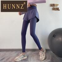 HUNNZ网球裤女高腰提臀假两件健身长裤秋冬新款跑步训练瑜伽裤