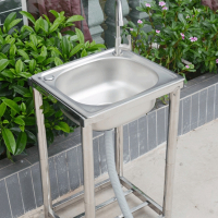 简易不锈钢水池带支架家用小单槽菜盆单槽厨房洗碗池阿斯卡利阳台洗手盆