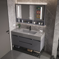 轻奢智能浴室柜组合卫生间岩石一体洗手洗脸面盆池现代简约洗漱台
