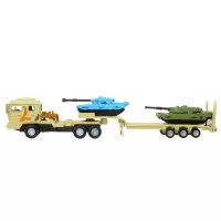 坦克运输车模型拖车半挂重型越野玩具车合金军事金属摆件凯迪威 军事运输车—军蓝