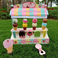 木制仿真智扣冰淇淋车雪糕机儿童过家家冰激凌甜筒男女孩玩具礼物