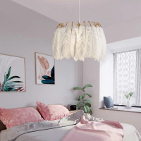 卧室吊灯温馨浪漫北欧古达羽毛创意个性简约房间ins风格网红灯