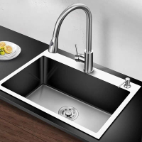 SUS304不锈钢手工水槽古达厨房台上台中台下洗碗洗菜槽水盆单槽