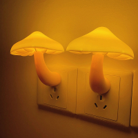 月亮喵ins可爱蘑菇灯插电式LED床头小夜灯光控感应卧室睡眠起夜灯氛围灯