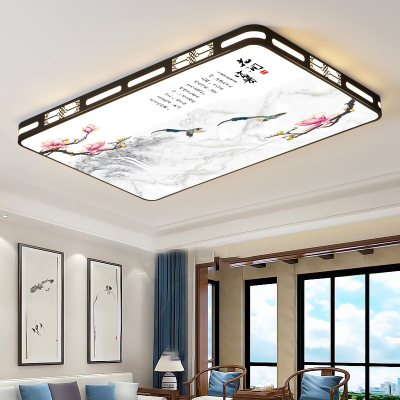 新中式客厅灯现代简约大气长方形led吸顶灯卧室吊灯具