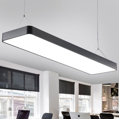 简约现代长条型形LED办公室智能吊灯造型灯长方形古达吊线灯吸顶灯写字楼工作室灯会议室拼接设计
