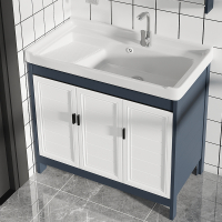 古达阳台洗衣盆带搓板一体卫生间洗手台家用超深陶瓷水槽落地式洗衣池
