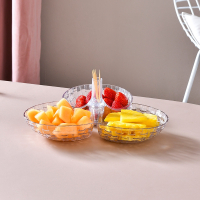 法耐多层水果盘客厅零食收纳盒糖果盘现代创意塑料茶几家用干果盘果篮年货_水晶透一层加厚高透