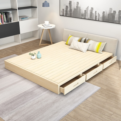 实木榻榻米床排骨架床架法耐现代简约双人床硬板床地台床日式落地矮床