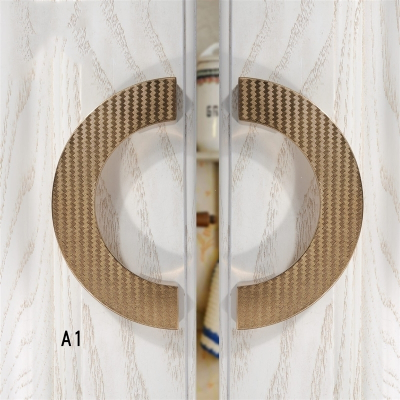 橱柜抽屉拉手古达美式黑色衣柜门把手现代简约欧式柜子家具小五金 A1=香槟铜孔距96总长114mm
