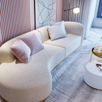 聚宸兴北欧客厅大小户型布艺沙发现代简约异形羊羔绒弧形家用网红科技布