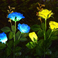 锦兆家居定制太阳能玫瑰花朵灯户外田园防水草坪灯室外别墅花园景观自动装饰灯