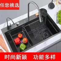 古达家用厨房飞雨瀑布手工纳米SUS洗菜洗碗盆池加厚大单水槽
