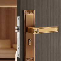 锦兆家居新中式门锁卧室房门锁具家用房间室内木门锁对开磁吸门把手