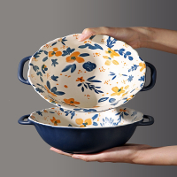 法耐双耳陶瓷碗泡面碗汤碗盆大号家用餐具大饭碗沙拉碗汤盆