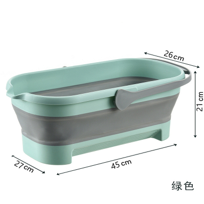 法耐(FANAI)拖把池家用阳台方形水槽墩布平板卫生间拖布池墩布池塑料托地桶_折叠款大号绿色