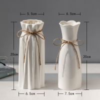 法耐(FANAI)白色简约陶瓷花瓶水养北欧现代创意家居客厅餐桌干花插花装饰摆件_白洁新影2件套