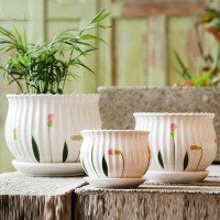 法耐(FANAI)花盆陶瓷带托盘大号特大绿萝兰花家用绿植盆多肉花盆