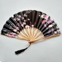 法耐(FANAI)古风折叠扇子女中国风古典汉服折扇舞蹈扇丝绸扇子夏季_黑色流苏龙骨扇