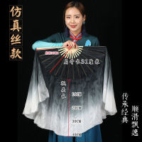 法耐(FANAI)双面竹骨成人水墨渐变古风梁祝经典舞蹈扇子黑白灰跳舞扇广场_31cm扇骨[黑灰白]飘头长10cm