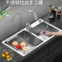 洗菜盆双槽加厚台下盆嵌入式手工水槽古达厨房洗碗槽大小号