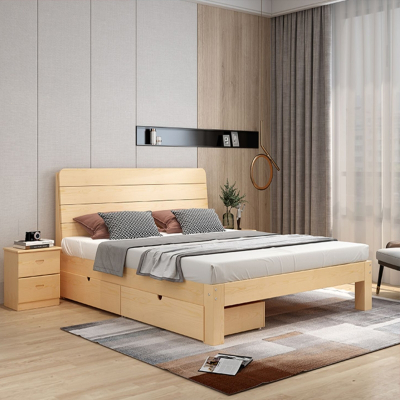 木床1.5米松木双人床经济型古达现代简约1.8米出租房简易单人床1.2m