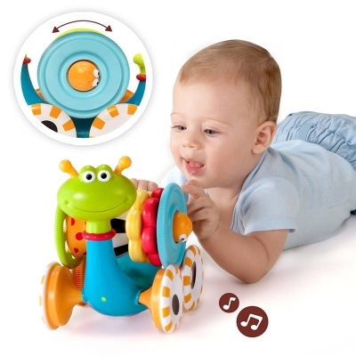音乐蜗牛宝宝学爬儿童学步手推车智扣0-6-12个月1周岁