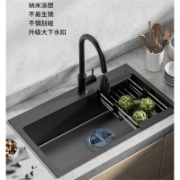卡贝纳米手工水槽单槽厨房洗菜盆不锈钢黑色洗菜池菜盆洗碗槽