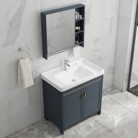 落地式洗手盆法耐浴室柜组合现代简约太空铝一体卫生间洗漱台洗面脸盆