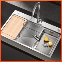 阿斯卡利水槽单槽304不锈钢手工侧排水洗菜盆厨房洗碗池台上盆洗菜池