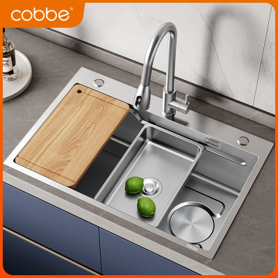 卡贝(cobbe)加厚手工水槽单槽台上下盆厨房洗菜盆大水池洗碗槽