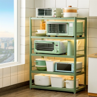 厨房置物架落地多层收纳架古达家用不锈钢放锅烤箱微波炉架子储物橱柜