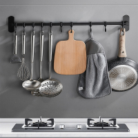 厨房挂钩免打孔古达黑色挂杆壁挂厨具用品挂架置物架挂勺子 排钩