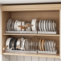 家厨房置物架古达可调节伸缩橱柜内锅具厨具收纳放锅架台面碗碟架