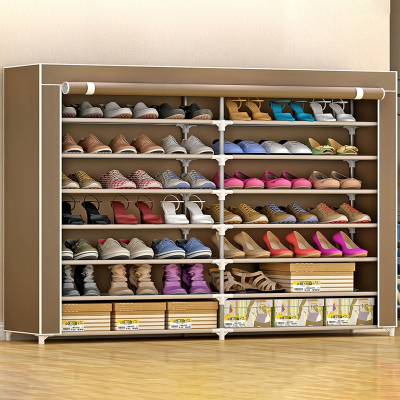 古达门口布艺鞋架子家用简易多层尘罩大鞋柜收纳结实 经济型