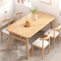 古达北欧餐桌家用小户型现代简约出租屋长方形吃饭桌子商用餐桌椅组合