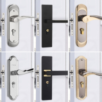 阿斯卡利房门锁家用型卧室内门黑色锁具三件套老式门把手旧门换锁