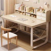 电脑桌家用台式学生书桌古达书架一体卧室女生学习写字桌简易办公桌子