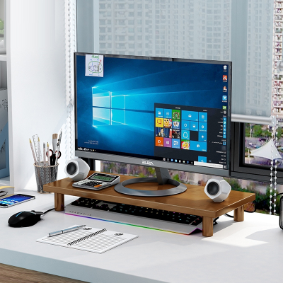 台式电脑增高架显示器古达抬高架笔记本屏幕垫高底座托架竹桌面收纳架置物架