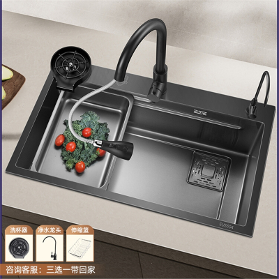 奥克斯(AUX)洗菜盆厨房家用sus304不锈钢水槽大单槽洗菜盆台下盆洗碗槽