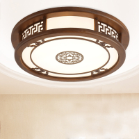 古达新中式吸顶灯LED圆形大气客厅卧室餐厅中国风仿古胡桃色灯具