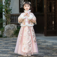 智扣年货女童古装超仙加厚过年汉服儿童中国风新年衣服唐装宝宝拜年服冬季