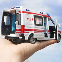 智扣120救护车模型儿童玩具大号110警车仿真车模合金小汽车男孩玩具车