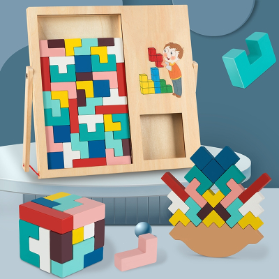 智扣俄罗斯方块拼图积木制儿童早教益智力男孩女孩玩具拼板装巧板以上