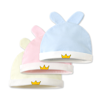 [两顶装]班杰威尔婴儿帽子0-3个月纯棉胎帽秋季初生女童男宝宝帽子秋满月