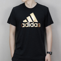 Adidas阿迪达斯时尚舒适男装圆领黑色金标运动服潮T恤CV4507CV4509 D